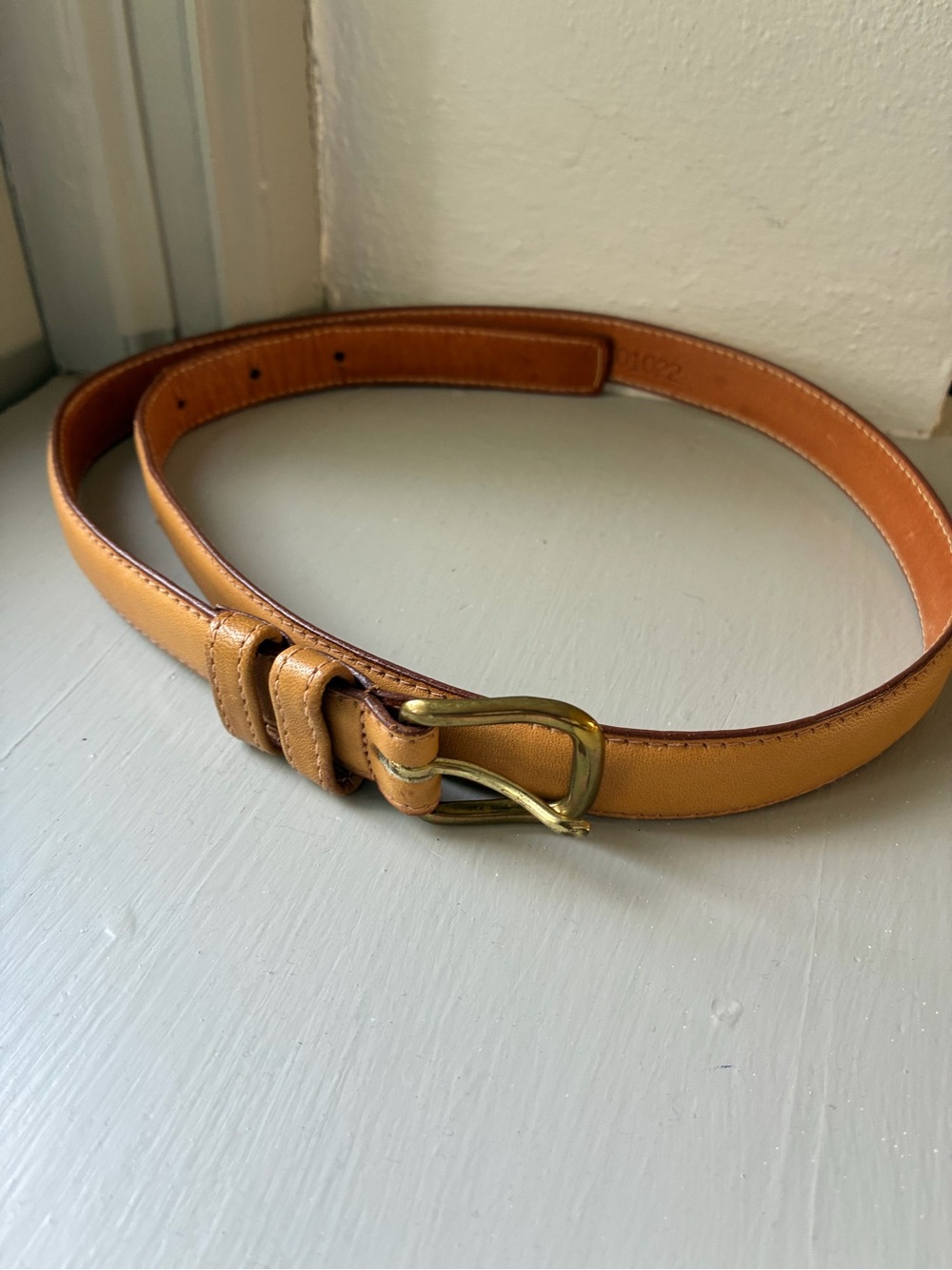 Vintage Coach Glove Tanned Leather Belt Size 28 Tan Brass Buckle Style 501022⁠